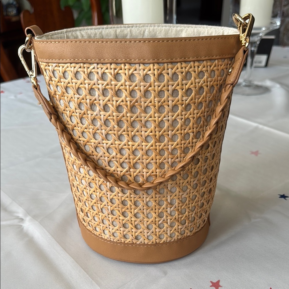 Tommy Bahama Tan and Brown Woven Shoulder Bag